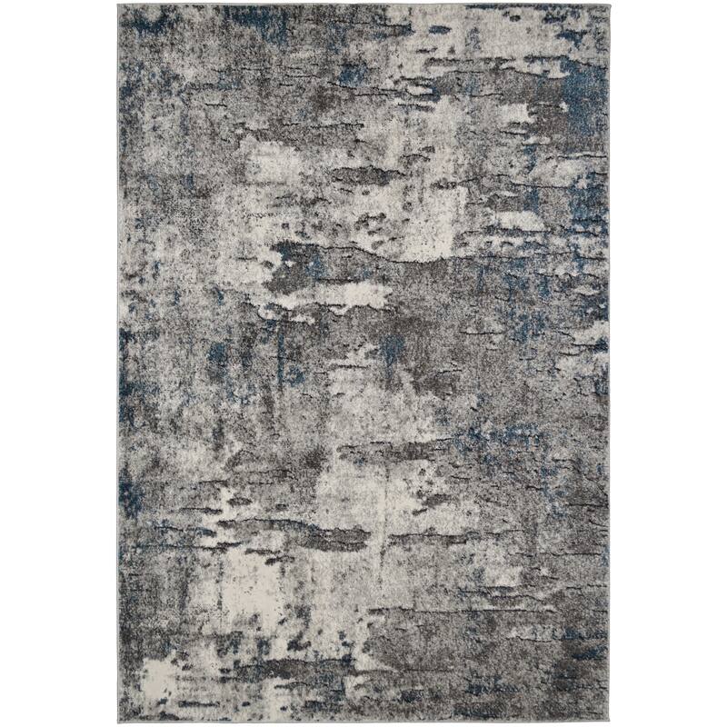 Synergy Cream Blue Contemporary Stylish Abstract Area Rug - 7'10" x 9'10"