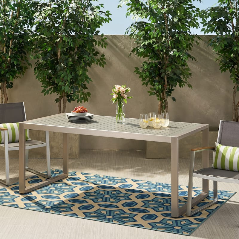 Navan Modern Aluminum Outdoor Dining Table by Christopher Knight Home - 70.00" L x 35.00" W x 30.00" H