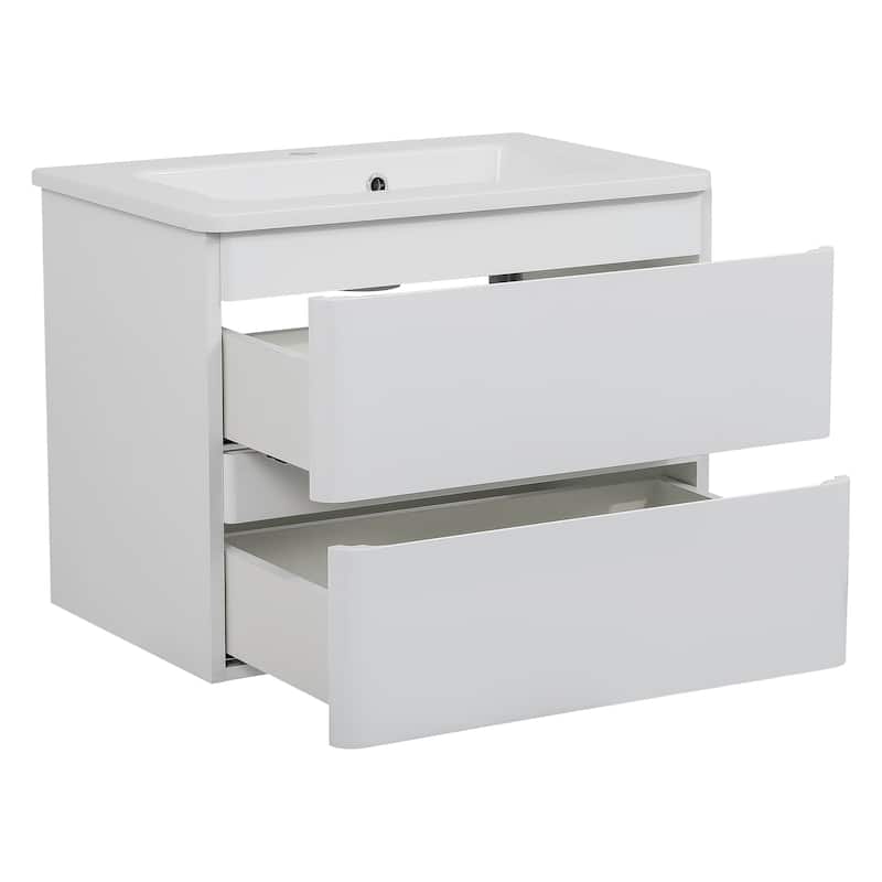 Modern Wall-Mounted Bathroom Vanity with Washbasin | Comfort Collection with Mirror Simple 24"