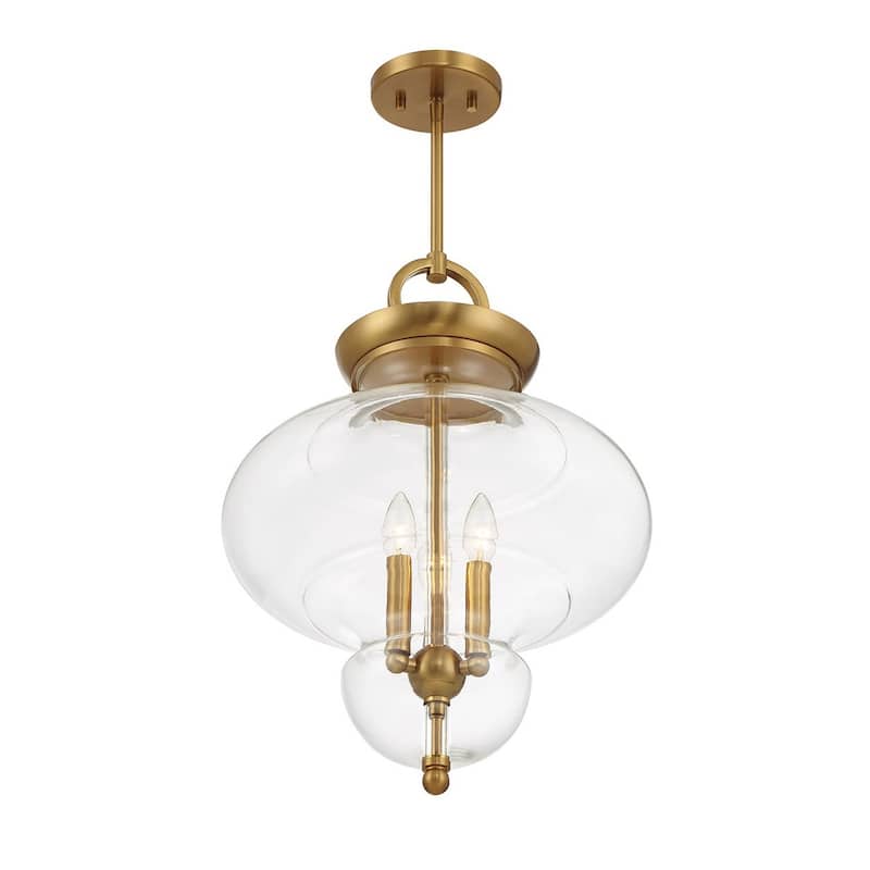 Warm Brass Three Light Pendant from the Bergdorf Collection