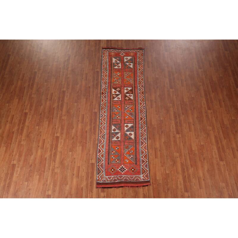 Tribal Anatolian Turkish Vintage Runner Rug Hand-Knotted Wool Carpet - 2'11"x 10'0"