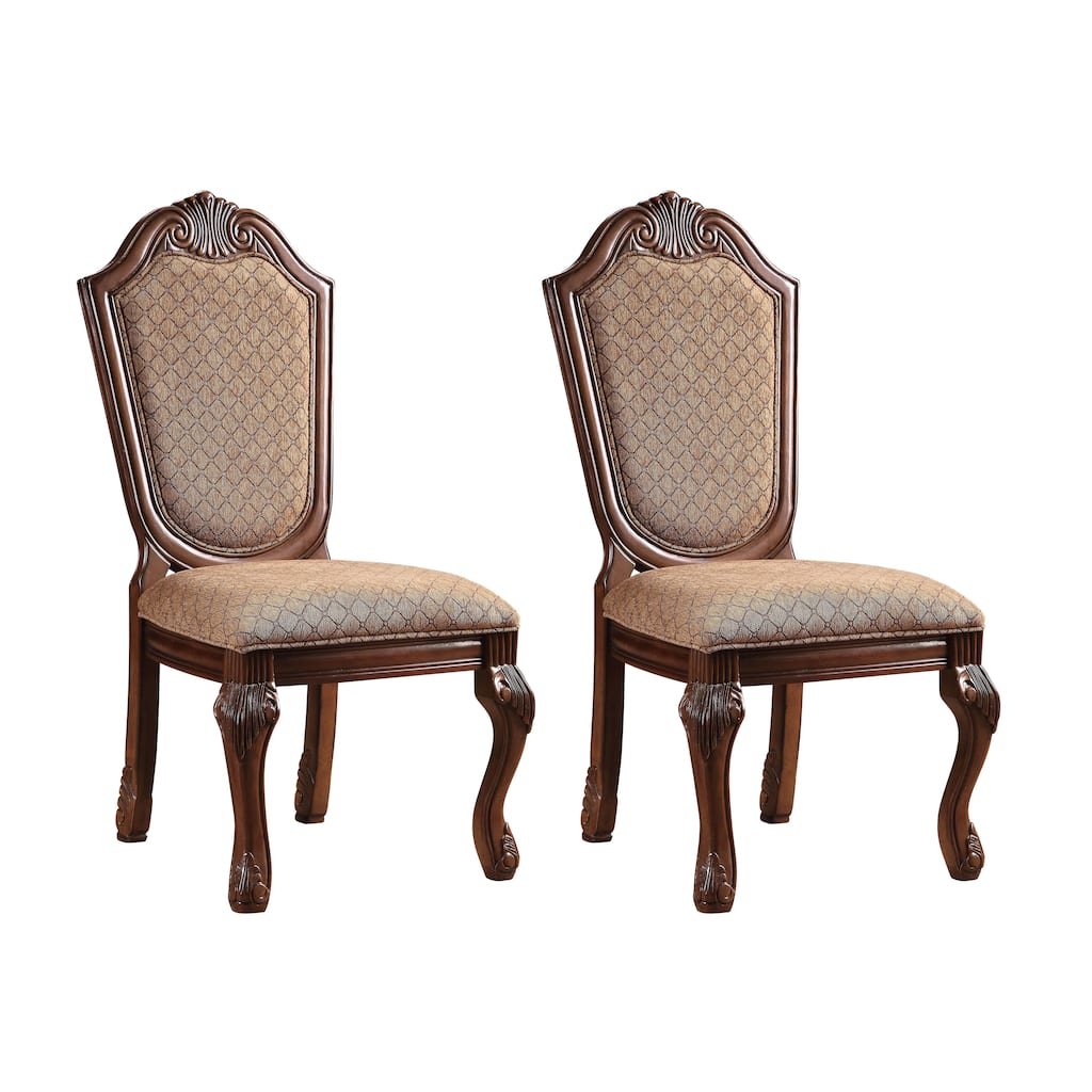 Beige and Cherry Solid Back Side Chairs (Set of 2)