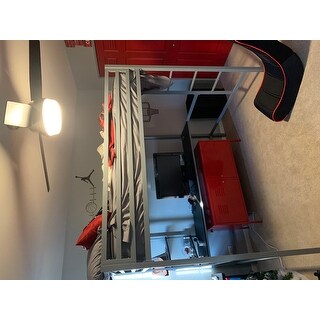 Novogratz Maxwell Metal Loft Bed with Desk & Shelves