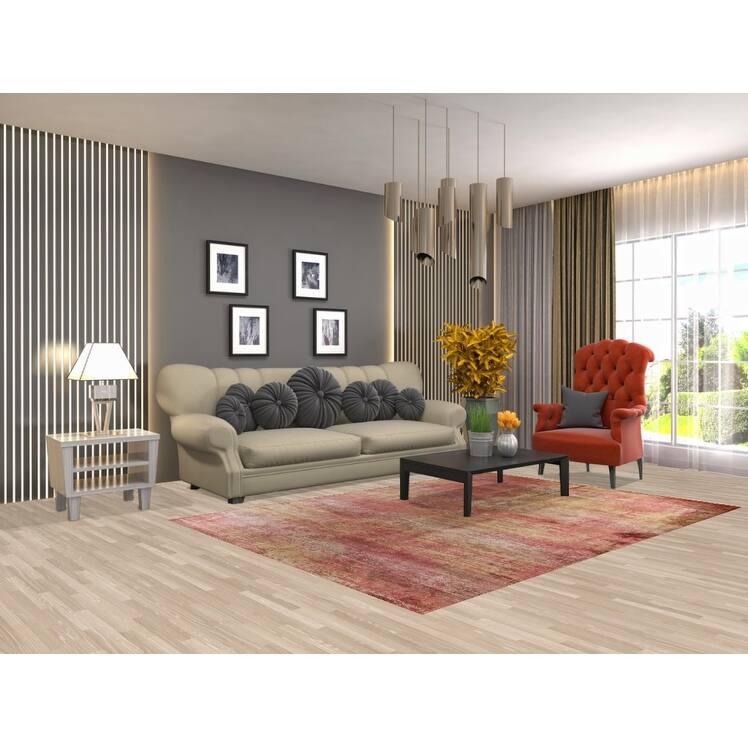 Contemporary Indian Area Rug Hand-Knotted Abstract Wool Carpet - 5'6"x 7'9"