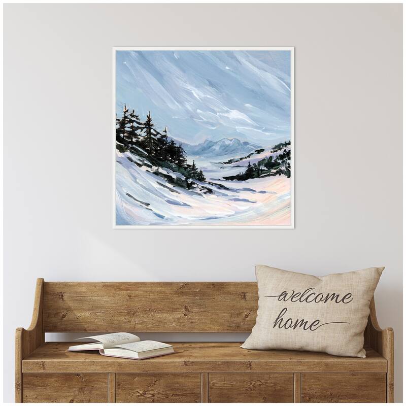 Kate and Laurel Ski Valley by Emily Kenney Framed Canvas Wall Art Print