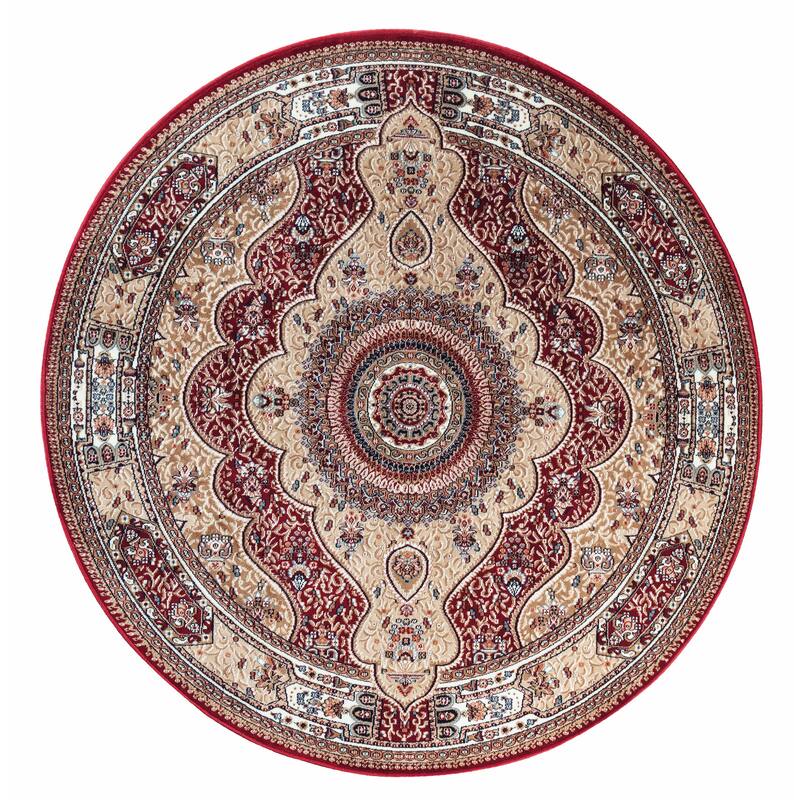 Prime Collection Border Area Rug - 8'1'' Round - Red/Cream
