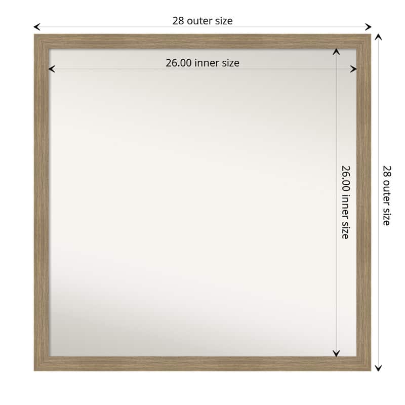 Woodgrain Stripe Non-Beveled Wood Framed Bathroom Vanity Wall Mirror - Woodgrain Stripe Mocha - Glass Size 26x26