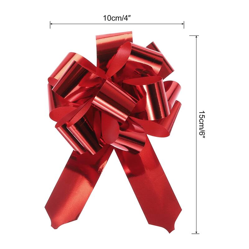 10pcs Metallic Large Big Pull Bow Gift Wrapping Bows Ribbon for Decor - Red - 4 inch
