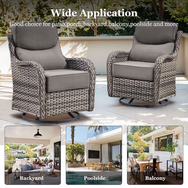 Outdoor Swivel Chairs with 6-Inch Thick Cushions for Garden