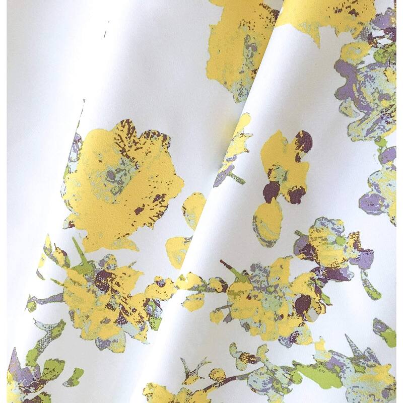 DriftAway Blossom Abstract Floral Ink Painting Lined Window Valance