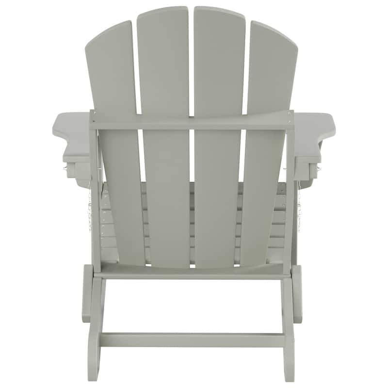 Polytrends Laguna Hdpe All Weather Outdoor Patio Foldable Adirondack Chair With Side Table (2-Piece Set)