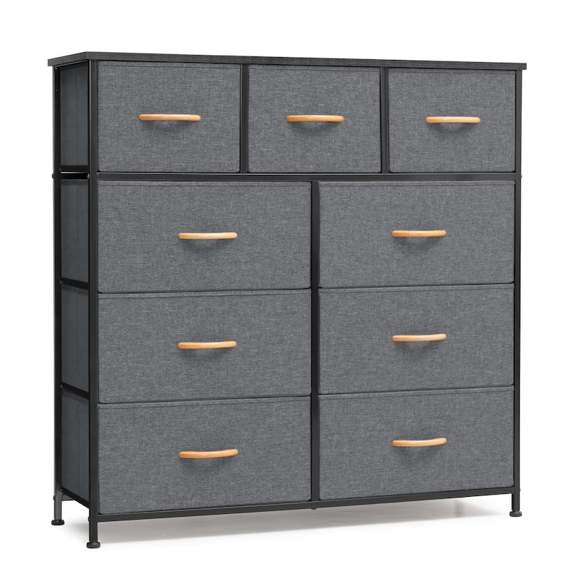 Home Extra Wide Closet Dresser Storage Tower Organizer Unit 9 Drawers
