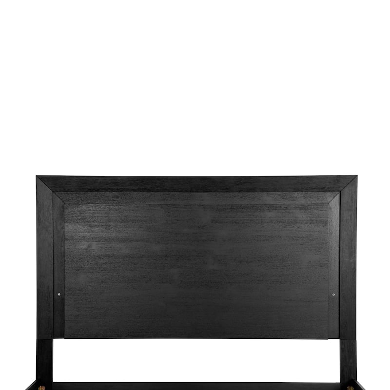 Furniture of America Alaric Modern Black Solid Wood Panel Bed with LED Light Headboard