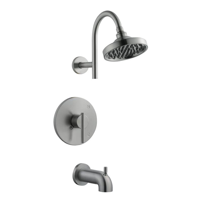 Design House Single Handle Tub And Shower Pressure Balanced with - Satin Nickel