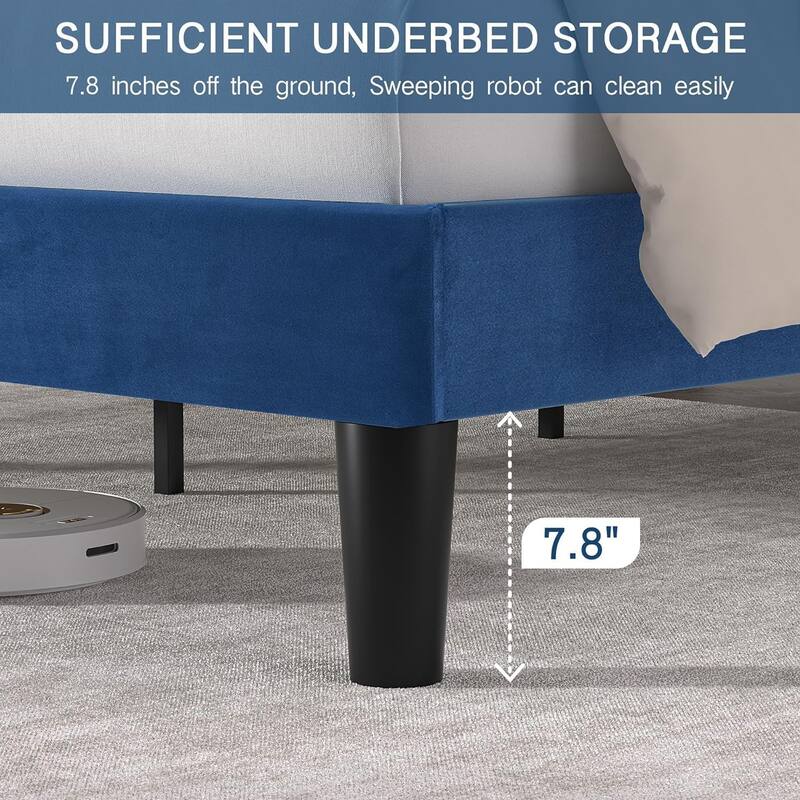 VECELO Upholstered Bed Frames with Height Adjustable Headboard