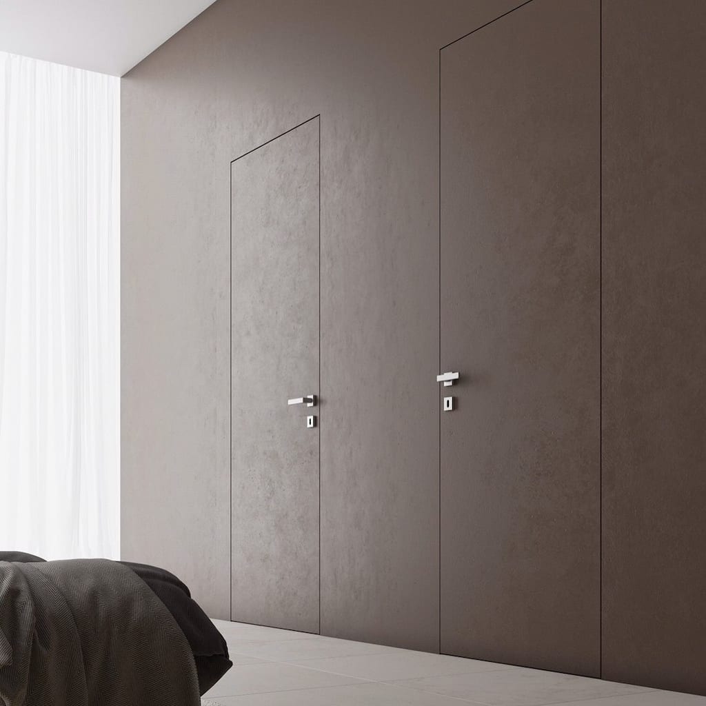 Invisible Solid Hidden Door with Handle Planum 0010 Primed with Black Hidden Frame 24 x 80 Right-hand Inswing Black Frame