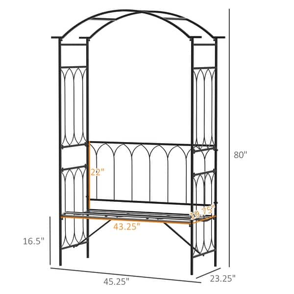 Outsunny Metal Trellis Arbor Arch for Climbing Plants with Garden Bench ...