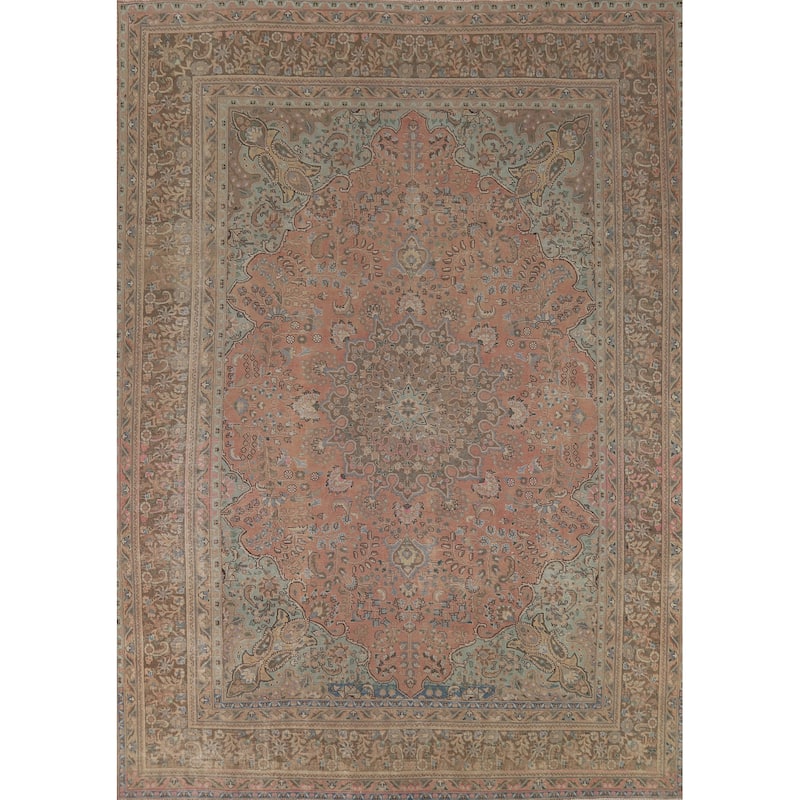 Floral Tabriz Persian Area Rug Handmade Living Room Wool Carpet - 9'8"x 12'7"