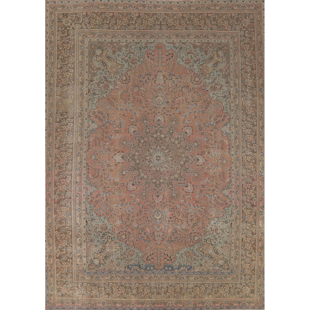 Floral Tabriz Persian Area Rug Handmade Living Room Wool Carpet - 9'8"x 12'7"