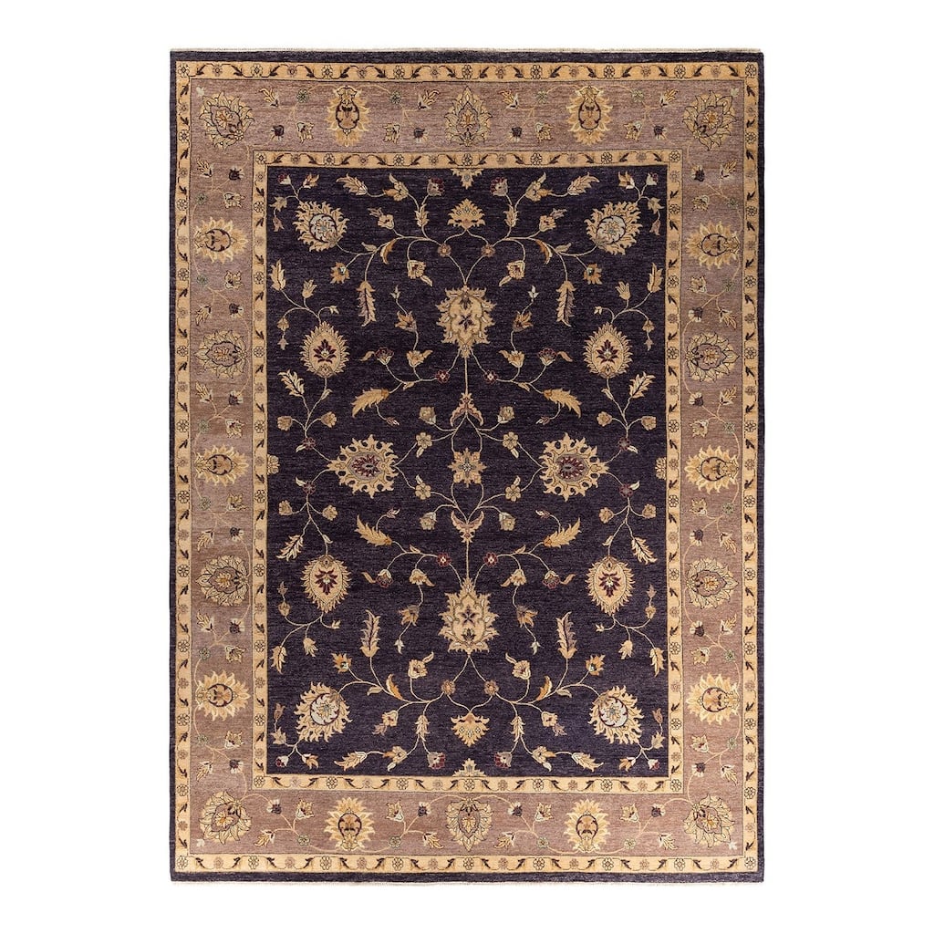 Oushak One-of-a-Kind Hand-Knotted Area Rug - Navy, 9' 0" x 12' 7" - 9' 0" x 12' 7"