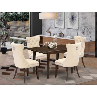 5-Piece Mahogany Finish Solid Wood Top - Rectangular Dining Room Set - Seats 4