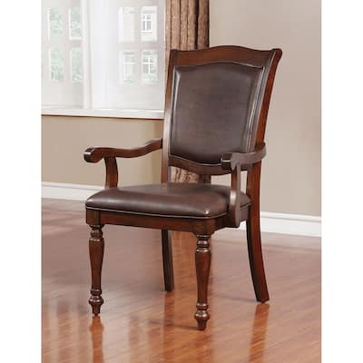 Set of 2 Leatherette Arm Chairs in Brown Cherry
