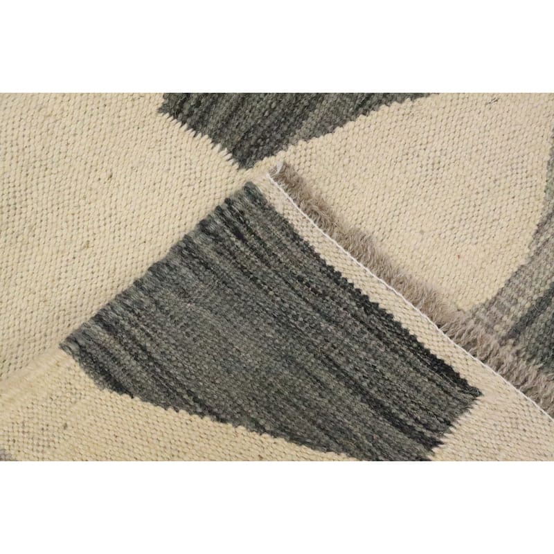 Hand Woven Oriental 100% Wool Carpet Southwestern Modern Beige & Ivories Kilim Area Rug - 5' 1'' X 3' 3''