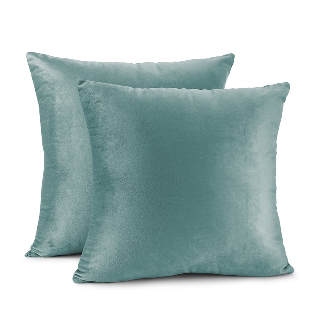Porch & Den Cosner Microfiber Velvet Throw Pillow Covers (Set of 2) - 18" x 18" - Teal