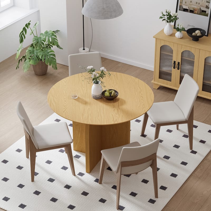 Solid Wood Round Dining Table for 4-8 People Nordic style - 42*30 - Wood