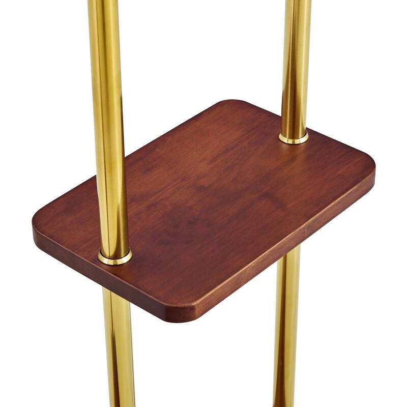 Roomfitters Double-Layer Coat Rack with Antique Wood Veneer and Metal Stand, 70"H x 34.6"W, Multi-Functional Storage