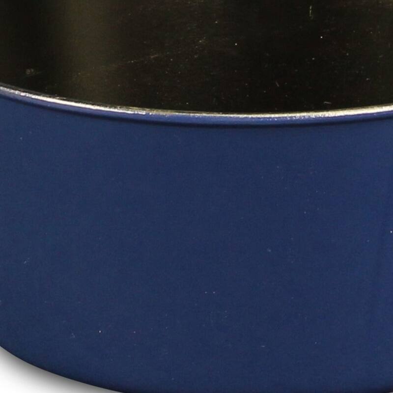 HomeRoots 10" Navy Blue Recycled Plastic Indoor Outdoor Round Pot Planter