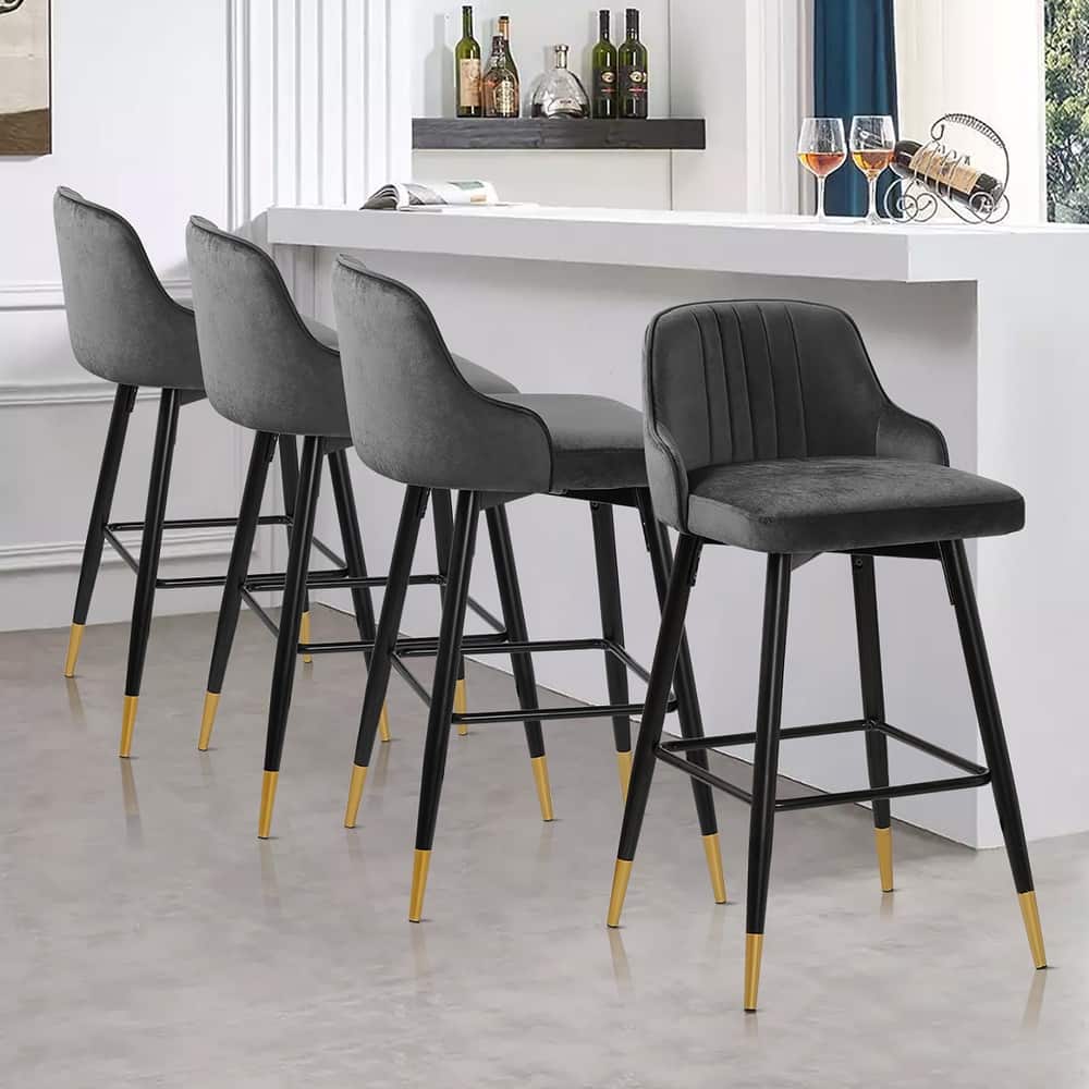 Modern Velvet Upholstered Swivel Counter/ Bar Stools Set of 2/4
