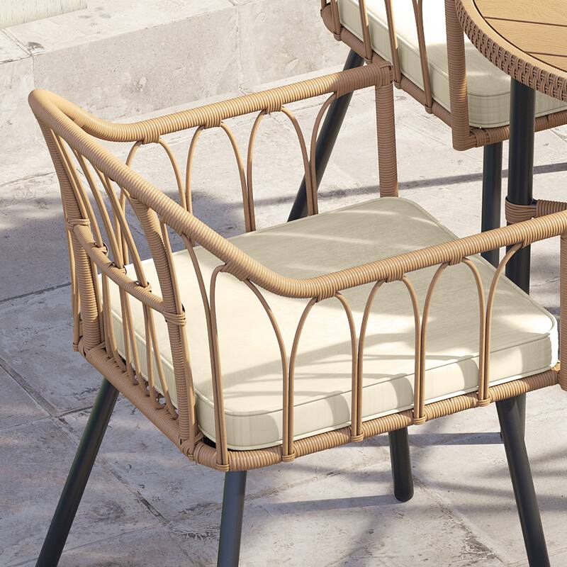 Moasis 5-piece Rattan Outdoor Patio Dining Set, Wicker Dining Chairs Table with Umbrella Hole