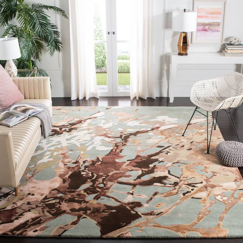 SAFAVIEH Handmade Soho Yuuna Modern Abstract Wool Rug - 7'6" x 9'6" - Blue/Multi
