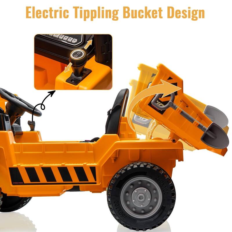 Ride on Dump Truck for Kids, 12V Ride on Car with Electric Dump Bed