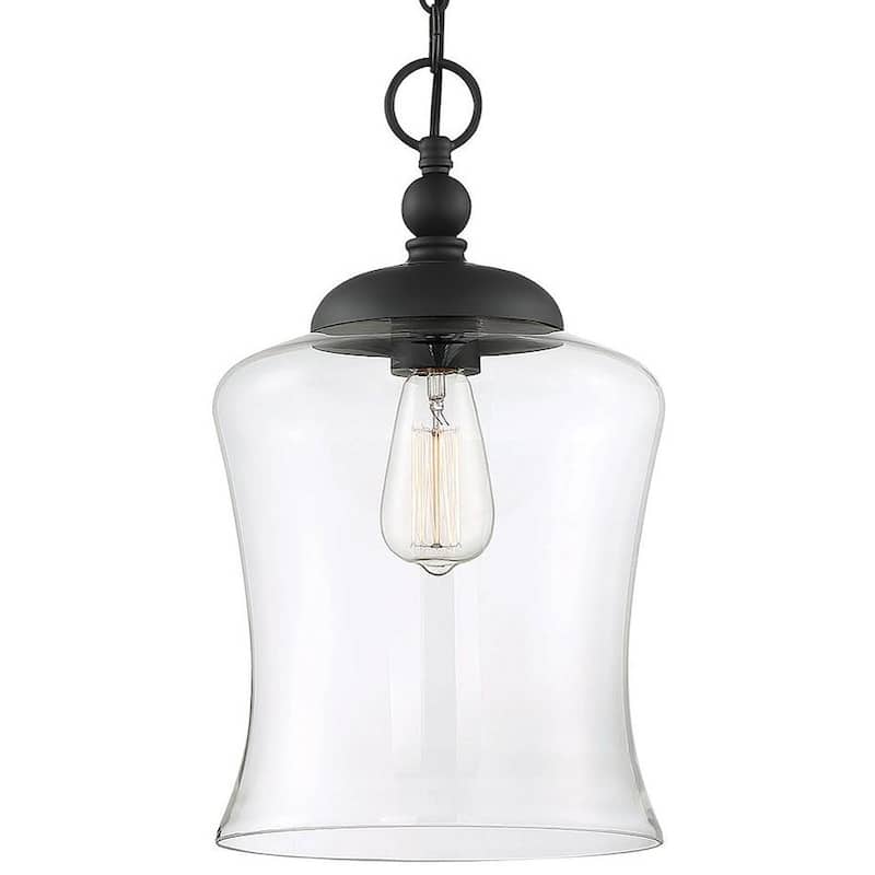 Meridian M70019 Single Light Natural Metal Pendant - Matte Black