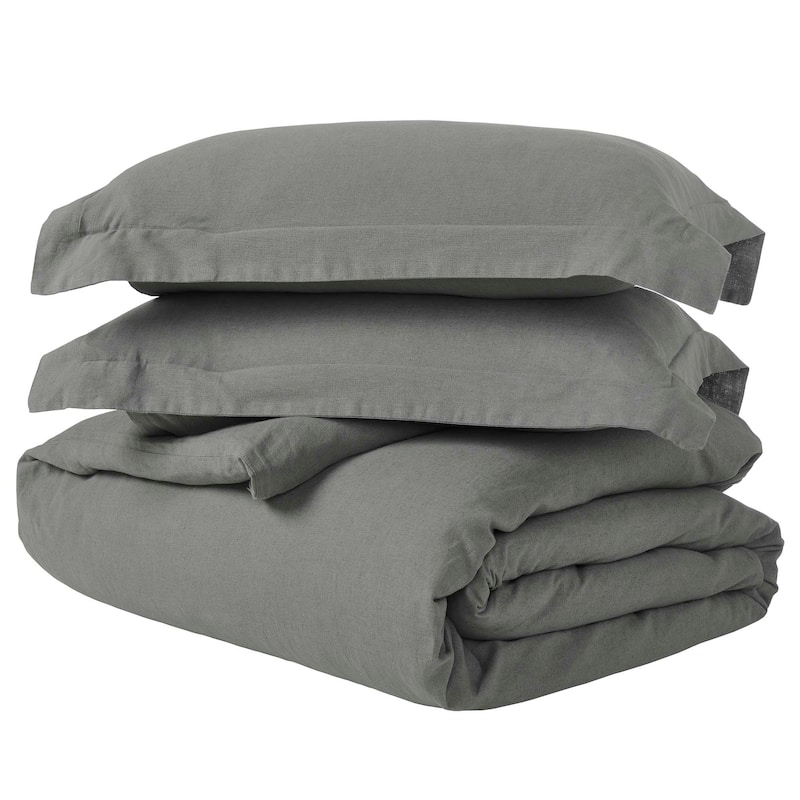 Superior Cotton Linen Garment Washed 3 Piece Duvet Cover Set