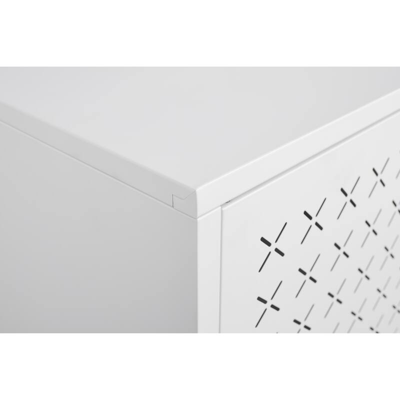 Grid Double Door Shoe Cabinet, Three Adjustable Compartments , Suspended Hollow Shoe Changing Compartment