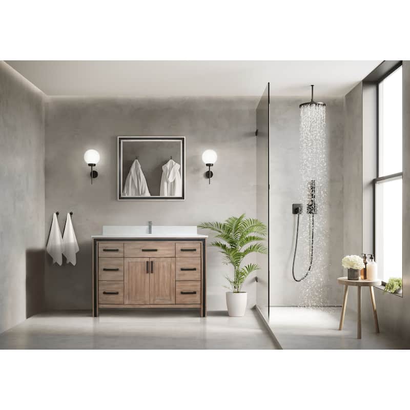 Ziva 48 in W x 22 in D White Bath Vanity and White Quartz Top