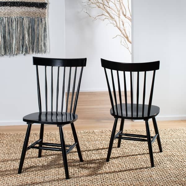 slide 2 of 8, SAFAVIEH Black Spindle-back Dining Chairs (Set of 2) - 20.5" x 21" x 36"