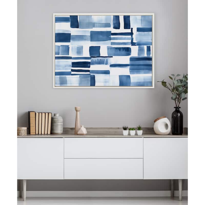 Kate and Laurel Sylvie Coastal Abstract Framed Canvas by Amy Lighthall