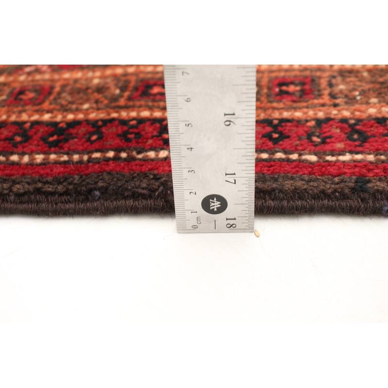 Hand-knotted Authentic Turkish Grey, Red Wool Rug - 4'2" x 9'8" Runner/4'2 x 9'8