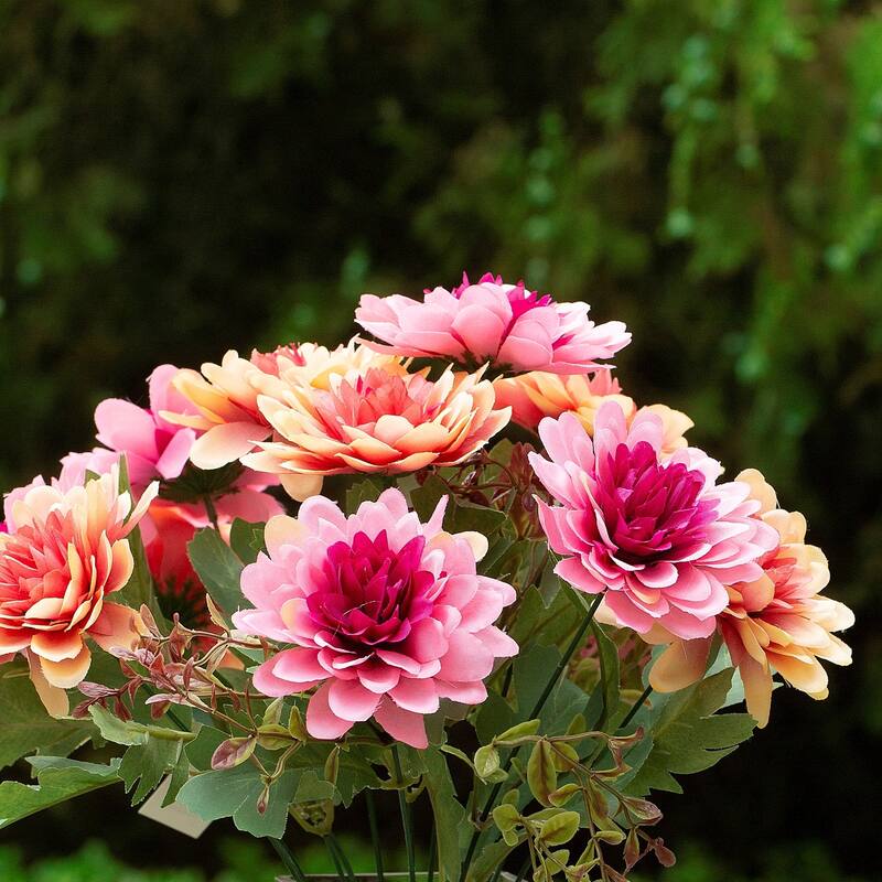 Mixed Artificial Daisy Floral Arrangements in Vase with River Stone, Table Centerpieces for Dining Room