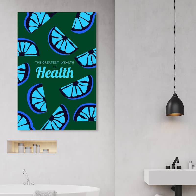 Wynwood Studio Canvas Typography and Quotes Health is a Treasure Orange and Modern & Contemporary Wall Art Canvas Print - 45 x 30