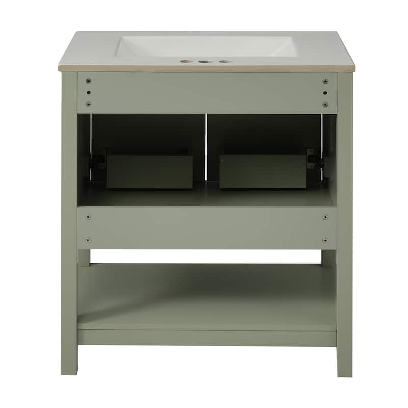 GDFStudio - Nexa Wood & Ceramic 30" Bathroom Vanity with Sink & Versatile Storage for Small Bathrooms
