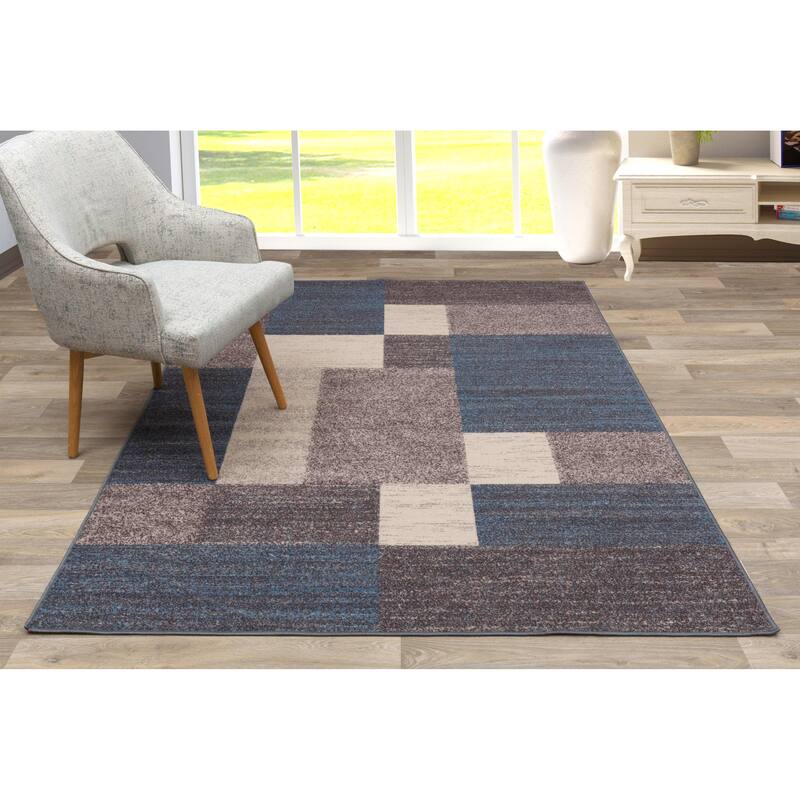 World Rug Gallery Modern Boxes Design Non-slip (Non-skid) Area Rug