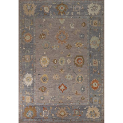 Hand Knotted Oriental 100% Wool Carpet Transitional All-Over Greys & Charcoal Oushak Area Rug - 11' 10'' X 8' 10''