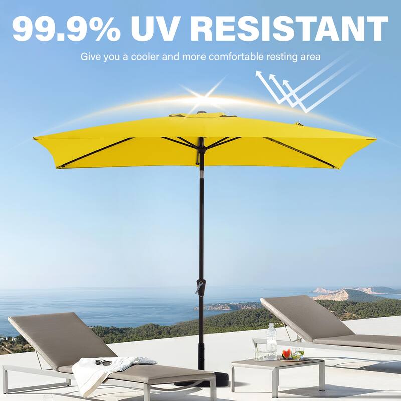 6.5*10ft Rectangular Patio Market Umbrella with Crank & Tilt, UV & Water-Resistant Canopy