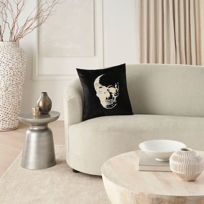 Mina Victory Metallic Skull Throw Pillow