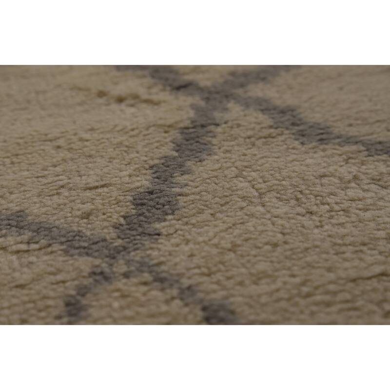 All-Over Trellis Moroccan Oriental Area Rug Hand-Knotted Wool Carpet - 5'0" x 8'1"